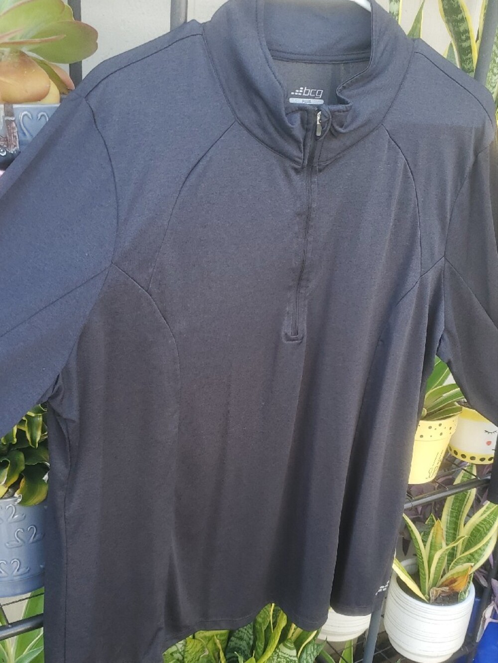 Mens Big & Tall 2X BCG Black Athletic Quarter-Zip Pullover - Picture 6 of 7
